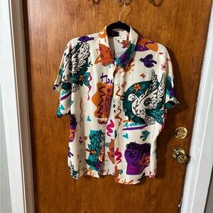 Vibrant Graphic Women's Button Down Shirt